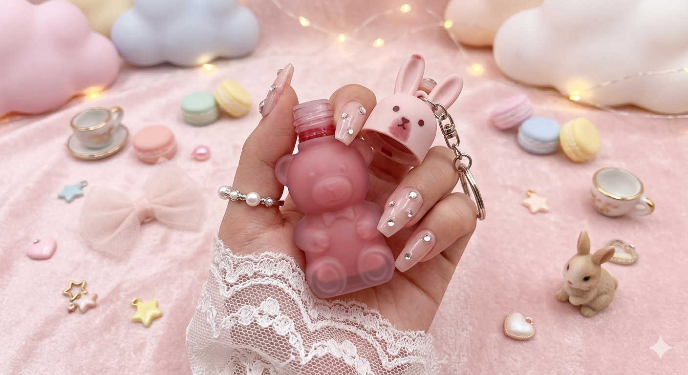 Cute Rabbit Keychain Lipgloss – Adorable - Shade of Nude