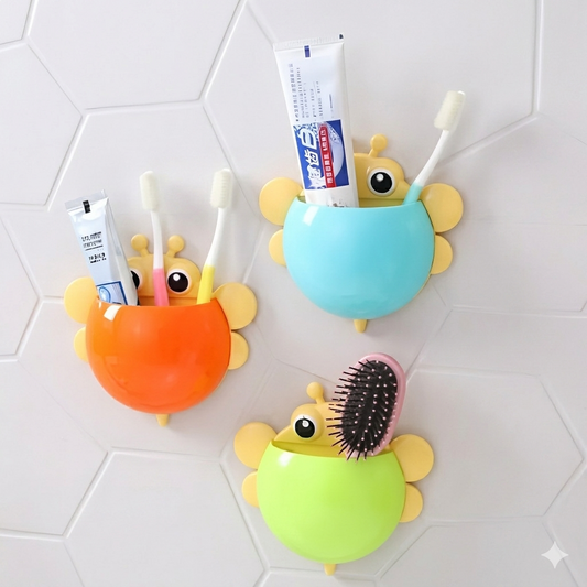 Bee Shaped Plastic Toothbrush Holder with Suction Hook