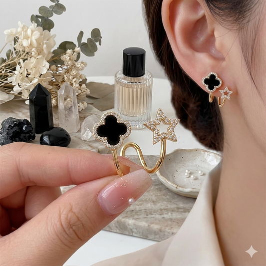 Sparkling Clover Star Earrings